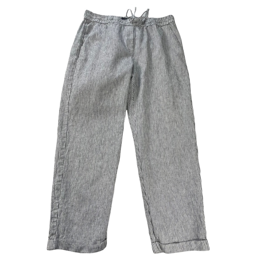 J. Crew factory drawstring striped linen cropped  pants, Size 10